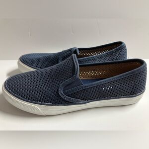 Sperry Top-Sider Women’s Perforated Boat Deck Shoes, 8M, Navy Blue